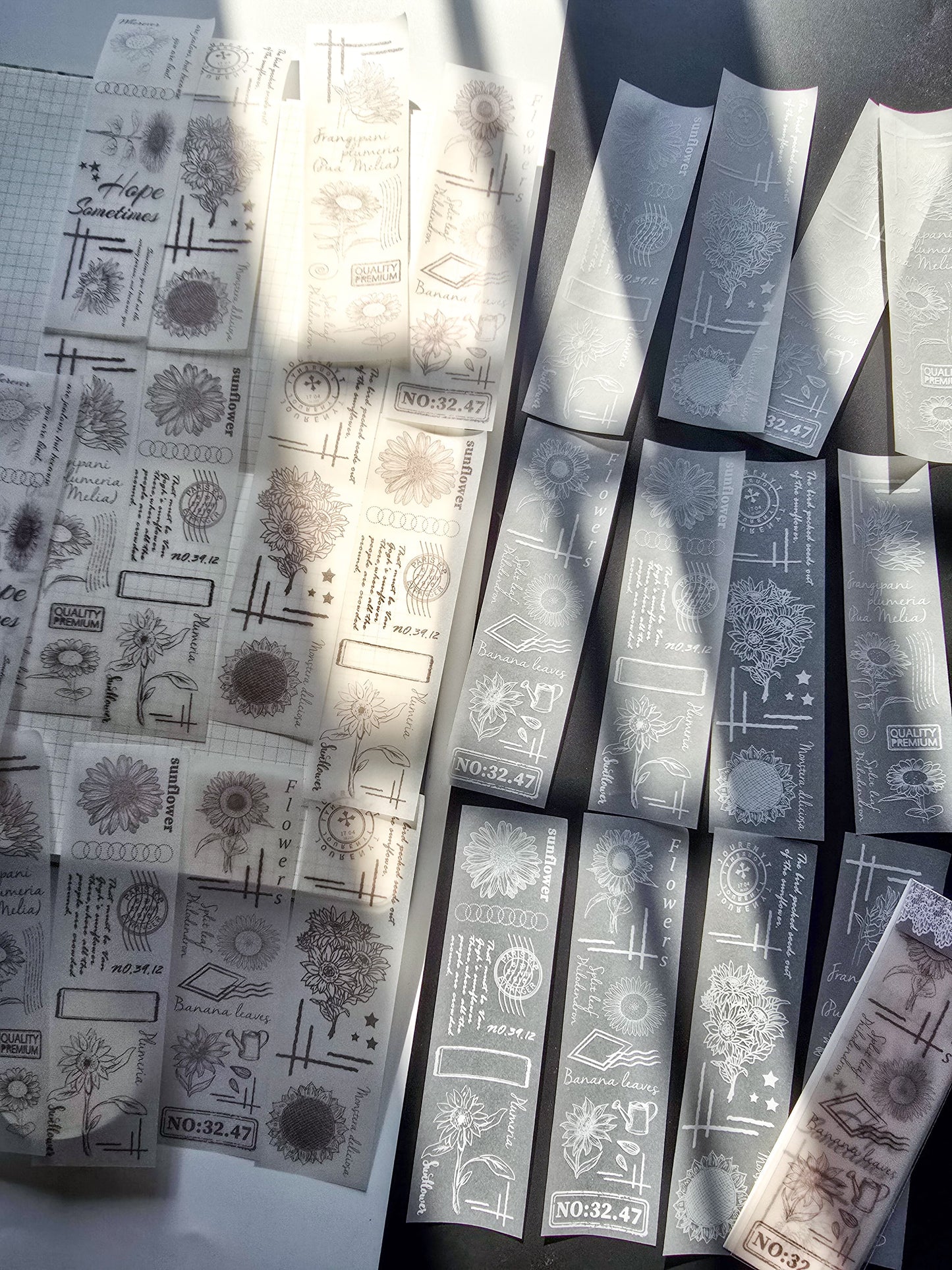 NNHY806 - sticker this murmur flower series creative retro sulphuric acid paper white ink hand account material 30 sheets into