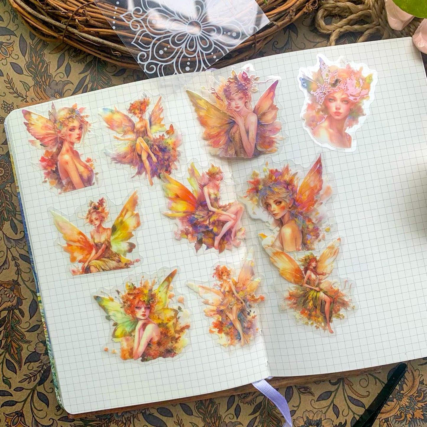 SZHS003 Flower Fairy Bronzing Sticker 10Pc