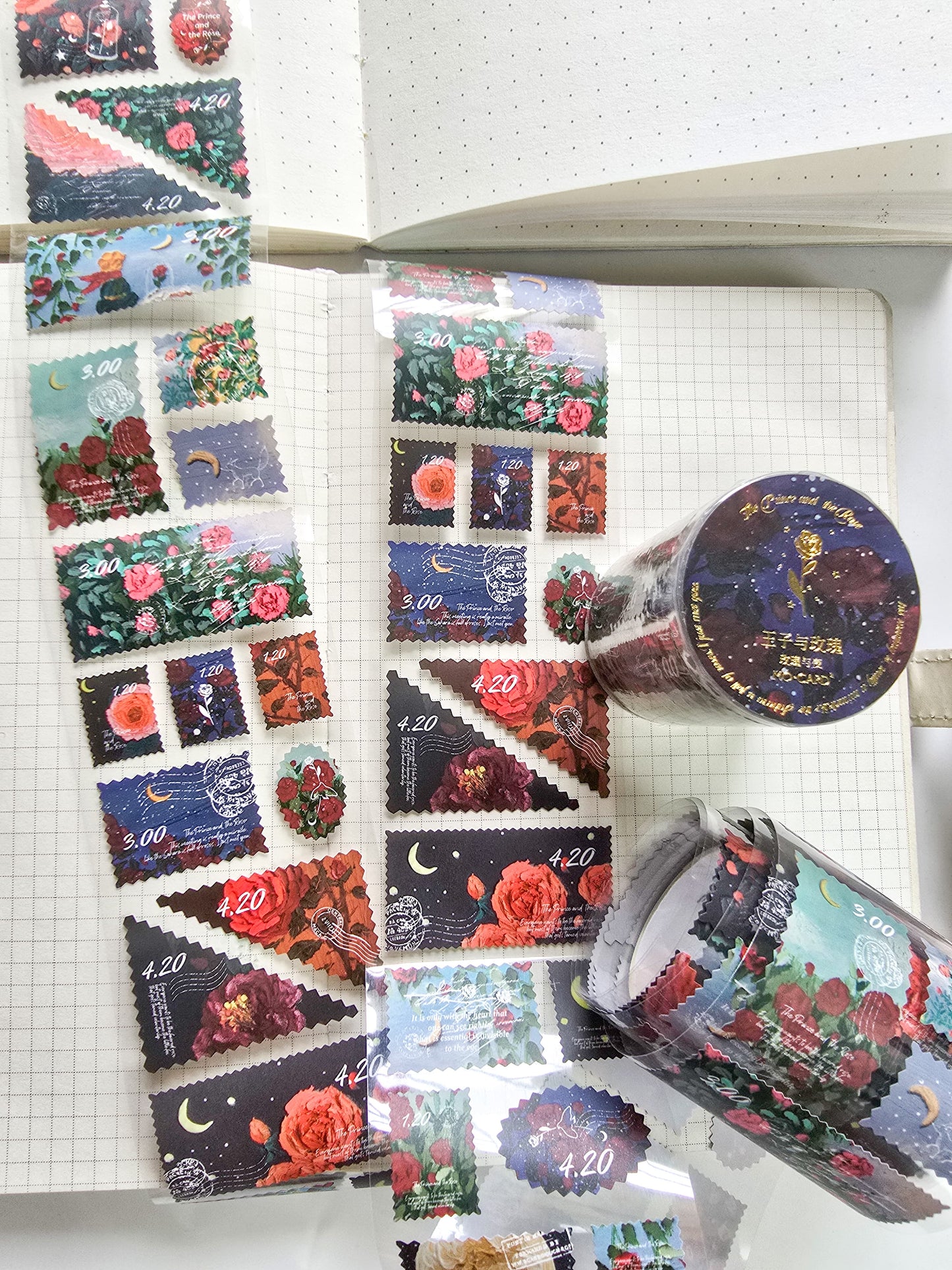 Mmk03g027 The price And the Rose | Stamp Sticker Roll 2M| Deep blue
