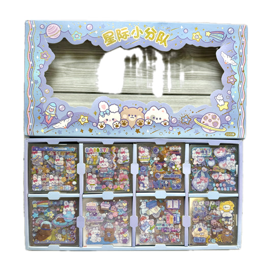 Kbx-2113c blue - Kawaii Decorative Sticker Pack | Cute Cute Planet | Cartoon Kawaii Series| 200 sheets
