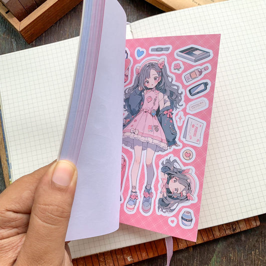 KQ1825 - Girl Deco Sticker Book | Sticker Book Kawaii Sweet and Gentle Lolita Girls Multi-colour 20 Sheets | 105x148 mm