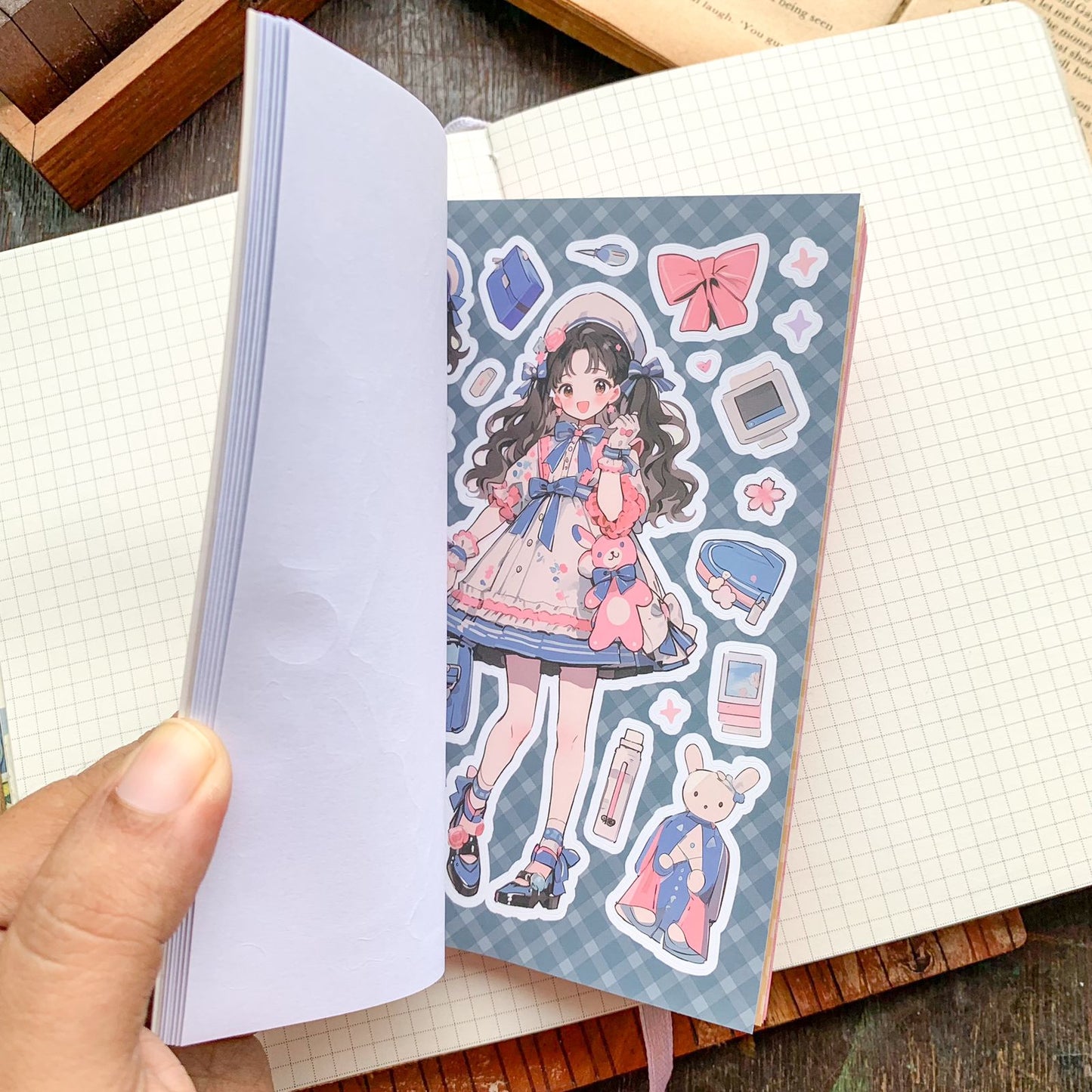 KQ1825 - Girl Deco Sticker Book | Sticker Book Kawaii Sweet and Gentle Lolita Girls Multi-colour 20 Sheets | 105x148 mm