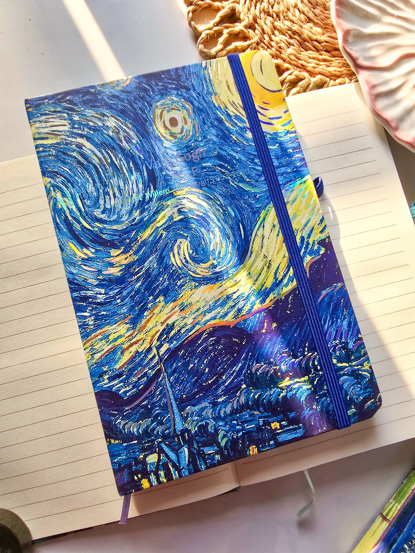 5703-22 D Van Gogh A5 Notebook Journal | Diary 80 page Ruled | Hard Cover | Natural Shade Pages
