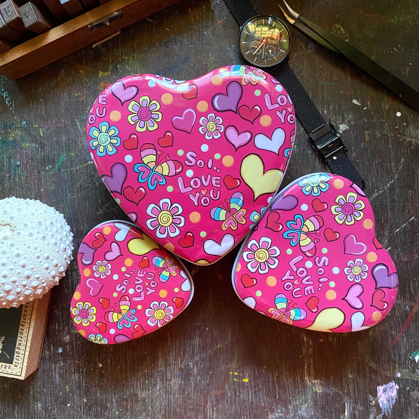 Heart Shaped 3in1 Metal Multipurpose Box | Box1 -12.5cmx5cm | Box2 - 10cmx4cm | Box3 - 8cmx3cm | Gift Box | Jewellery Box