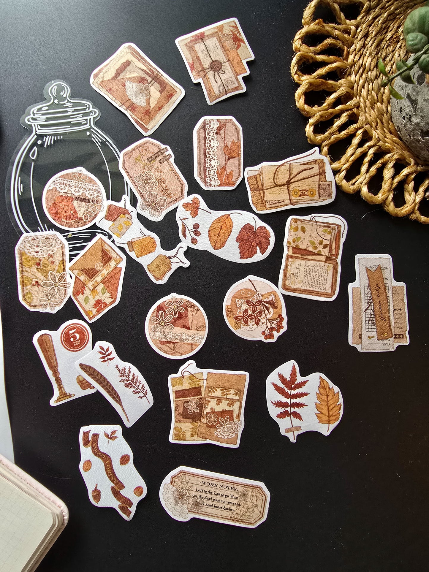 TZB-3203 Vintage Paper Sticker With Jar 20 pcs