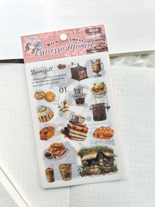 Yyj403 Rich Smell Espresso Moment Deco Sticker Coffee | 4 Sheet 100*150 mm