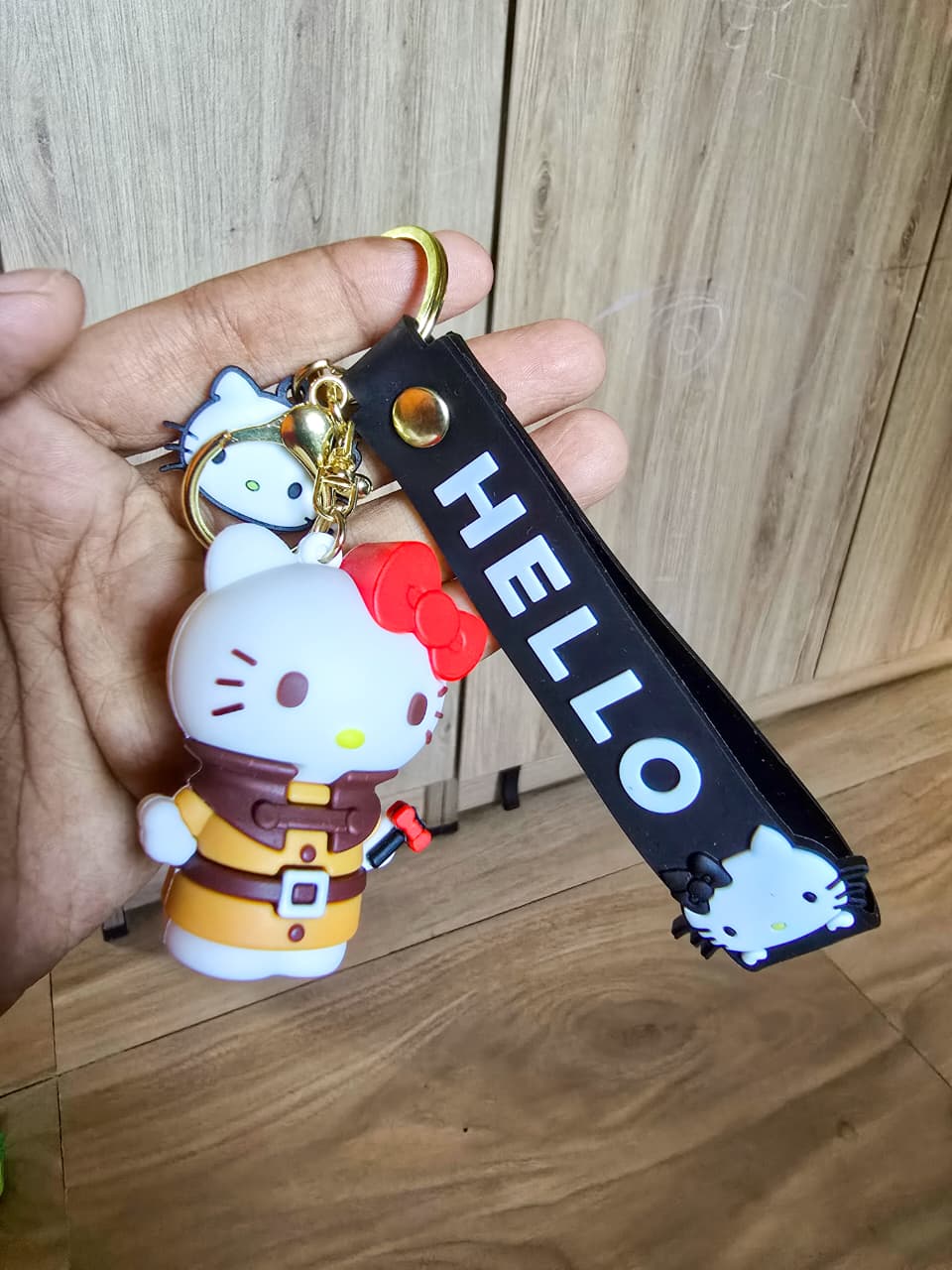 Cute Hello Kitty Key Chain| Trendy Key Chain With Loop & Hook Keyring| Cute Cartoon Kawaii Key Chain| Brown