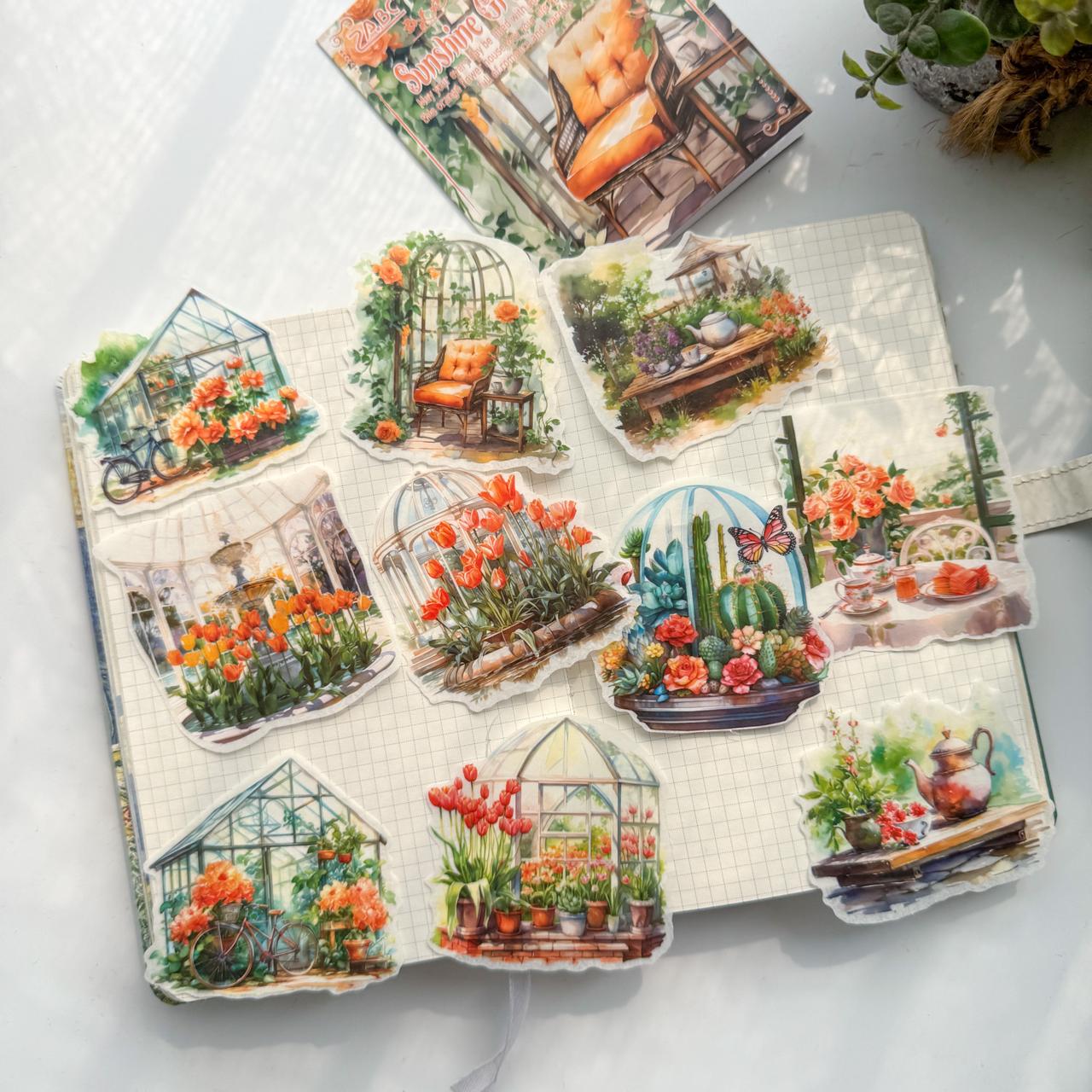 SZHJ603 - sticker pack Flower Path series of creative retro garden landscaping hand account material stickers 10