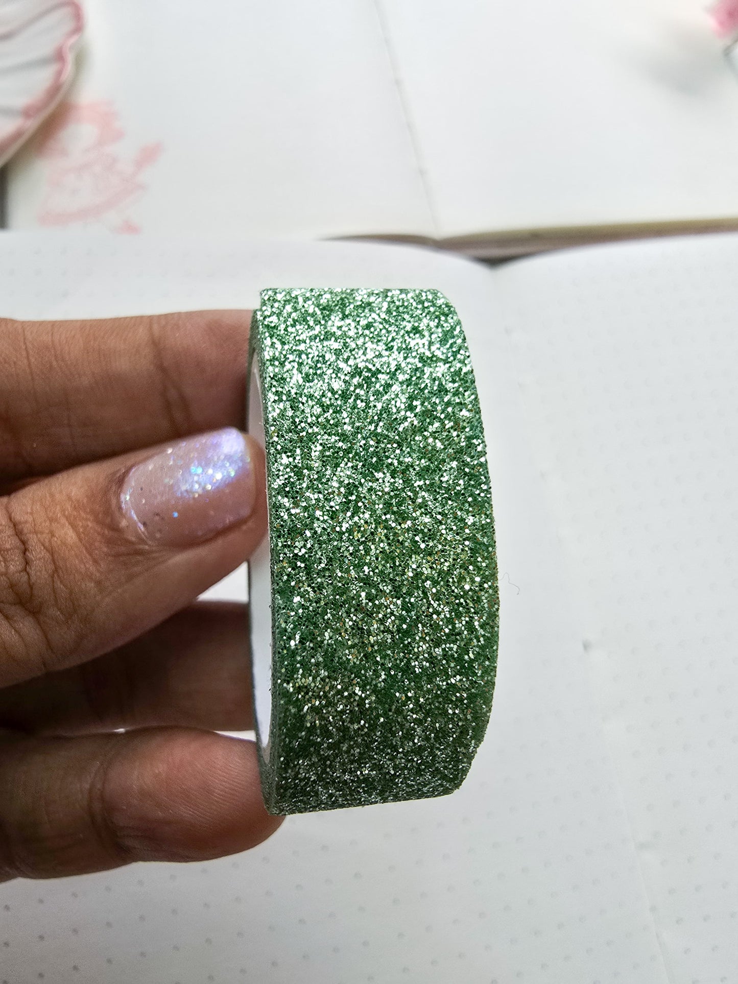 C- 1Pcs Glitter Solo Washi Tape Light Green