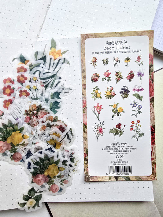 Xxtz08a007 Translucent Deco Sticker Flower Series | 20*3 60pcs