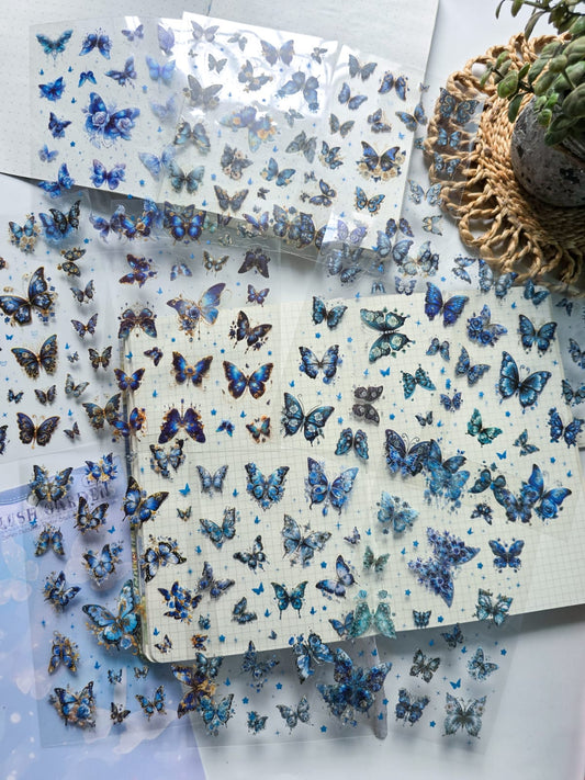 YXMD606 - sticker under the moon butterfly laser shell light hand account sticker waterproof pet film hand account material