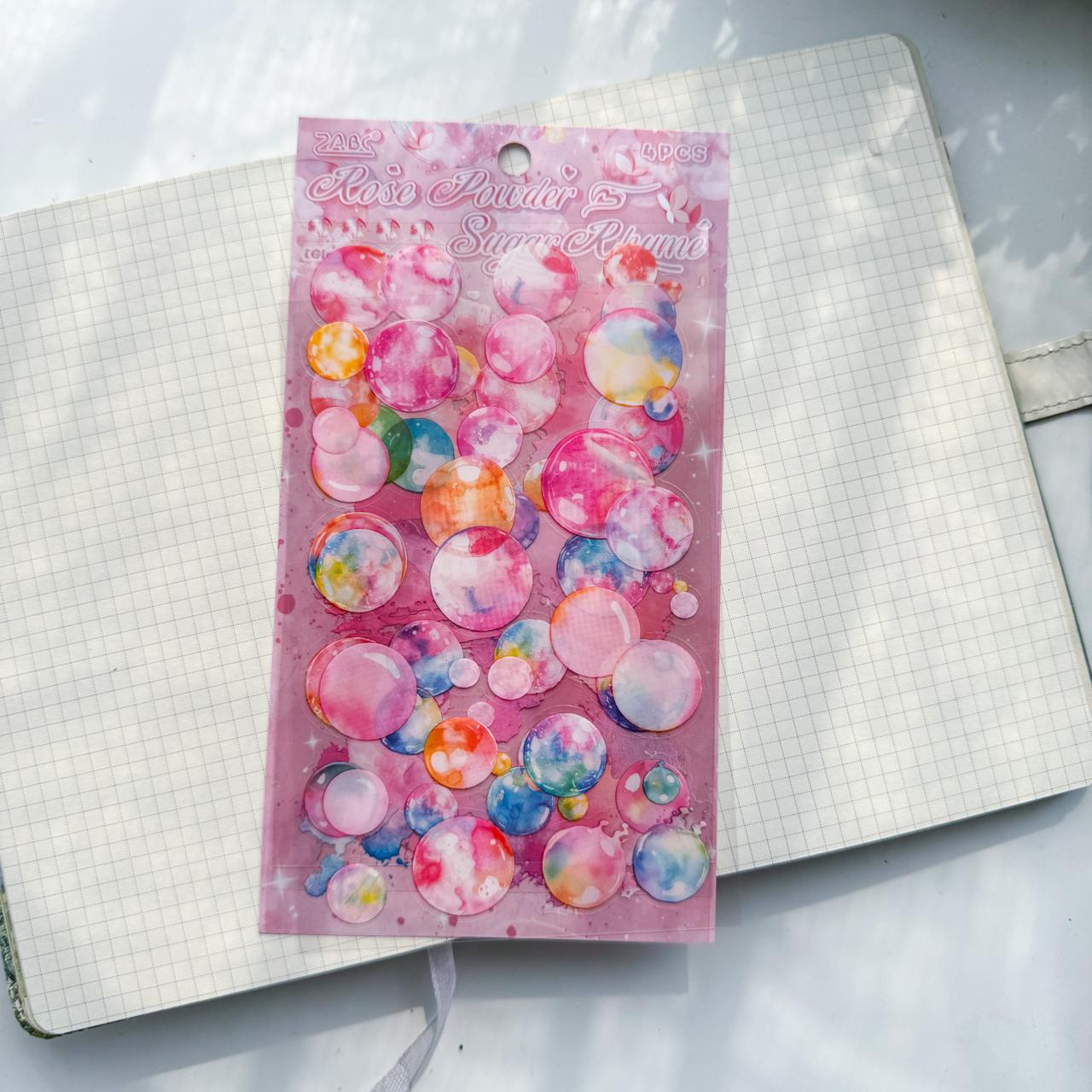 LLTX601 - pet stickers glass sugar heart series creative cut film stickers handbook material stickers 4 pieces