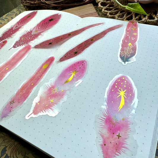 Tz2207zzr -d Transparent Pet sticker foil Feather collection Big | 10 pc