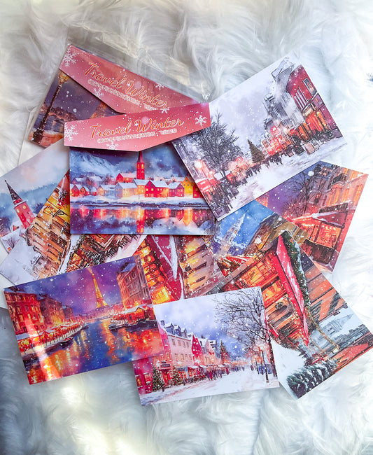 MHD-LXDJ003|G-4| Travel Winter|Translucent Washi Paper Sticker|Glitter Washi Paper 10 sheets|Winter Nature Theme|Peach