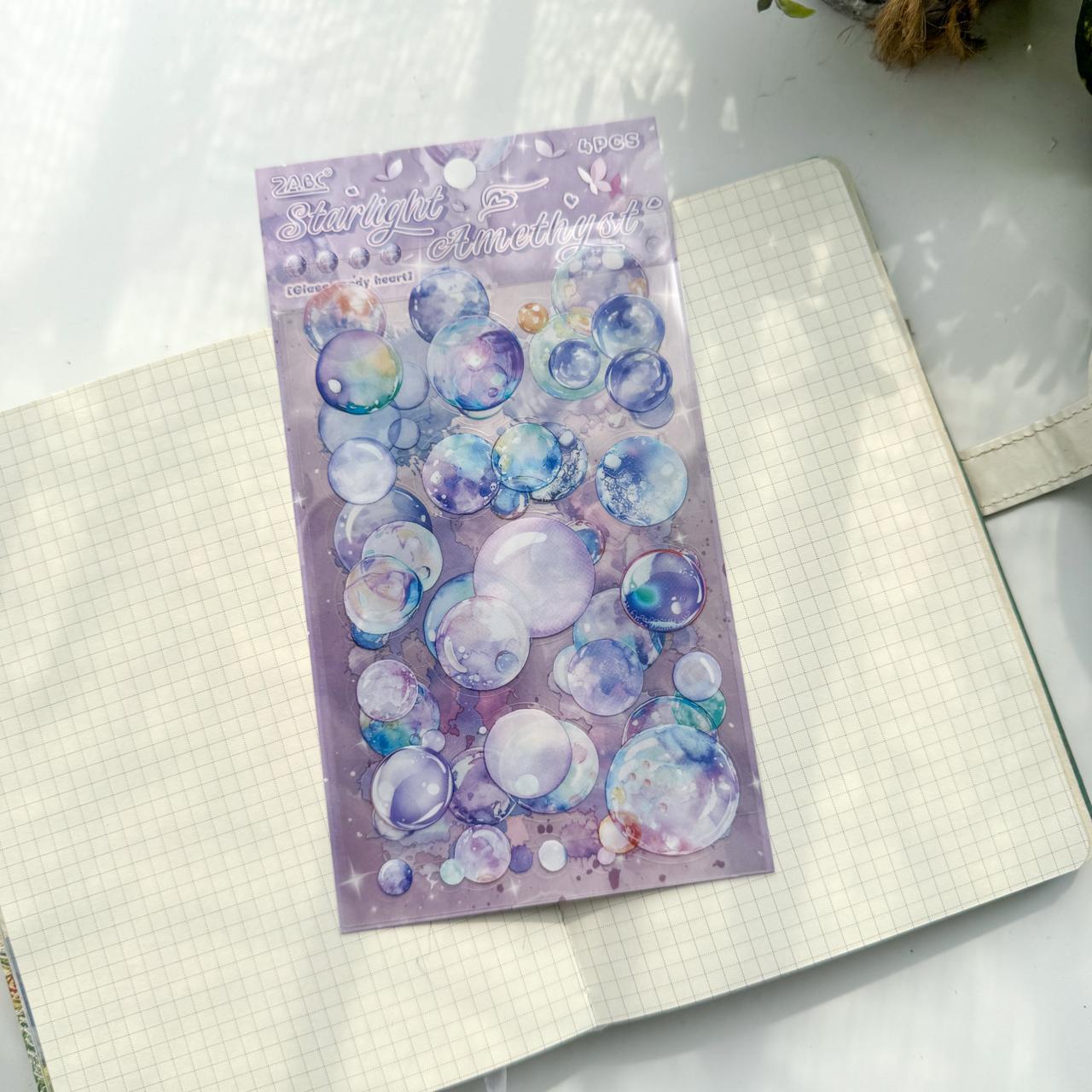 LLTX603 - pet stickers glass sugar heart series creative cut film stickers handbook material stickers 4 pieces