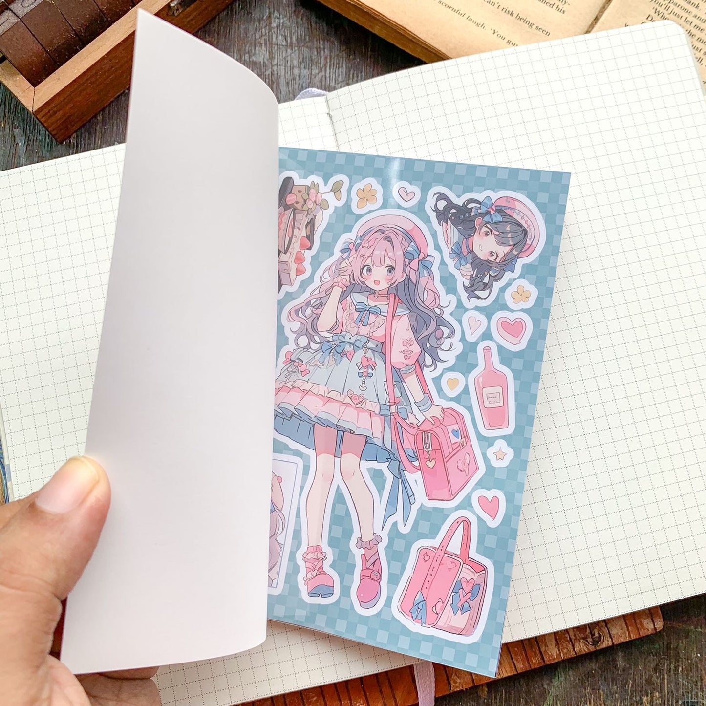 KQ1825 - Girl Deco Sticker Book | Sticker Book Kawaii Sweet and Gentle Lolita Girls Multi-colour 20 Sheets | 105x148 mm