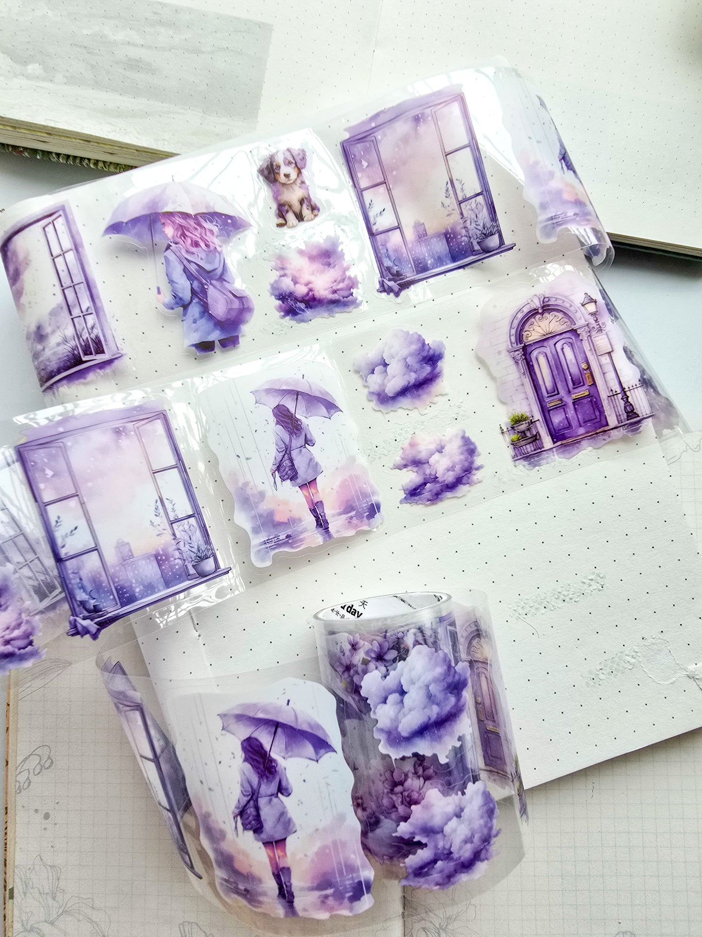 MHD-XYTT003 | Transparent Sticker Roll Purple| Rainy Day