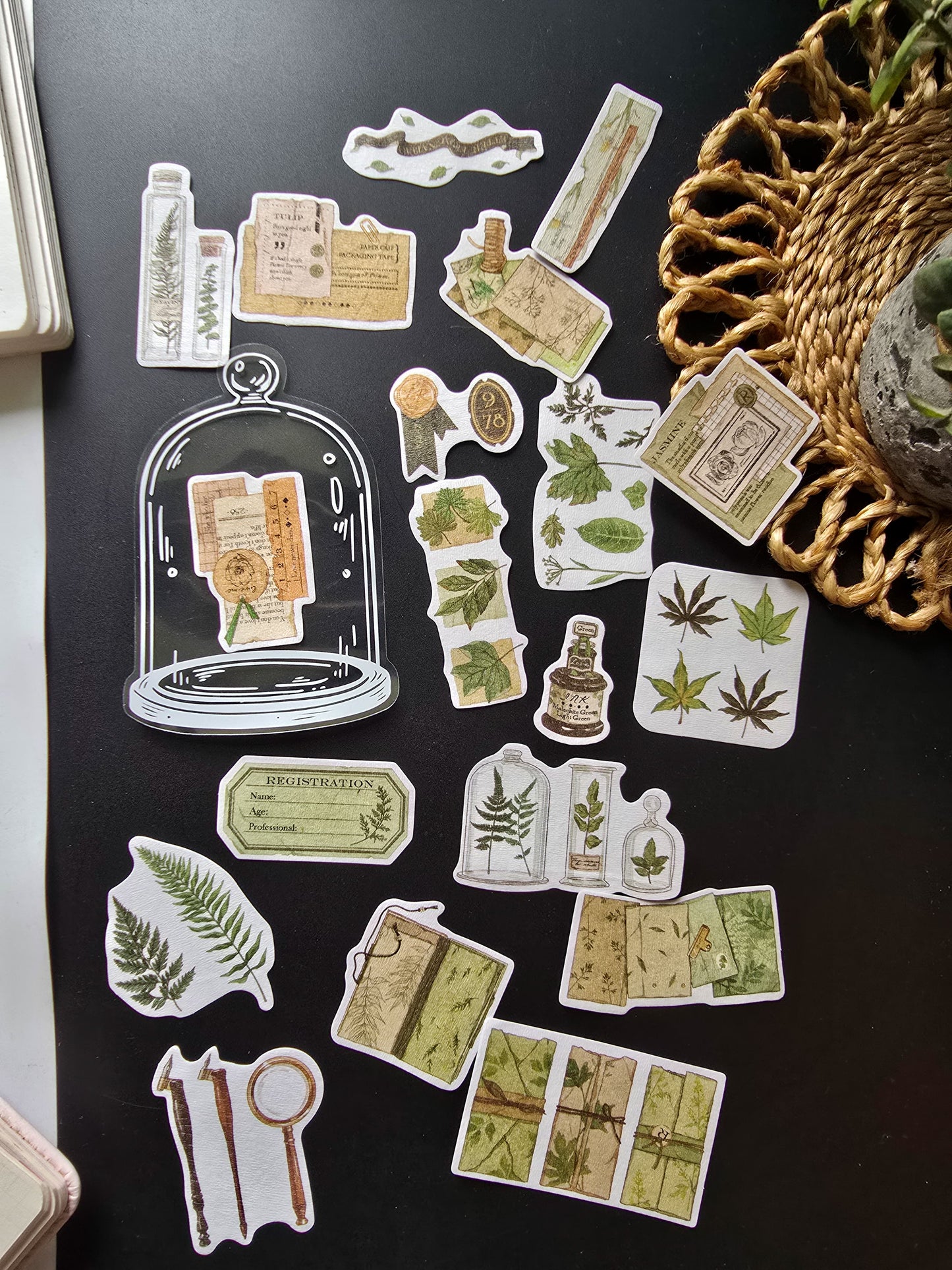 TZB-3204 Vintage Paper Sticker With Jar 20 pcs