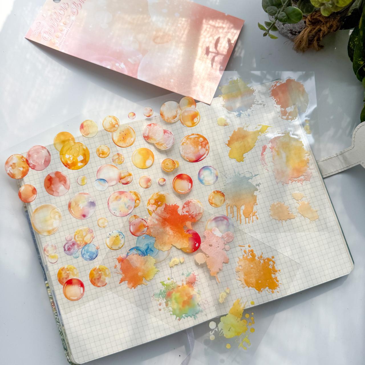 LLTX606 - pet stickers glass sugar heart series creative cut film stickers handbook material stickers 4 pieces