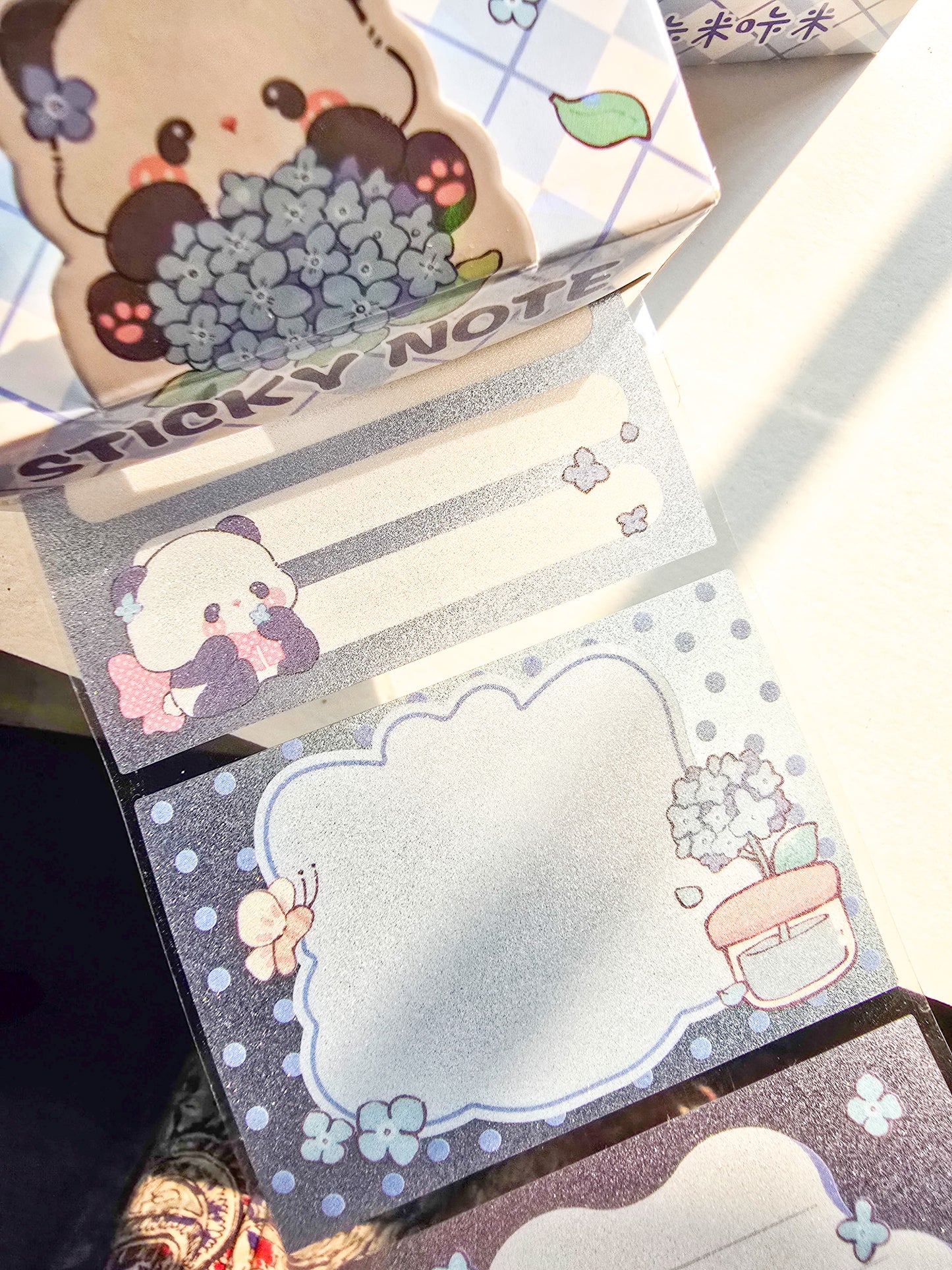 Km2758#3 - 1 pc Kawaii Sticker Roll Blue | 48 pcs Stickers | Pet Transparent Stickers | Panda