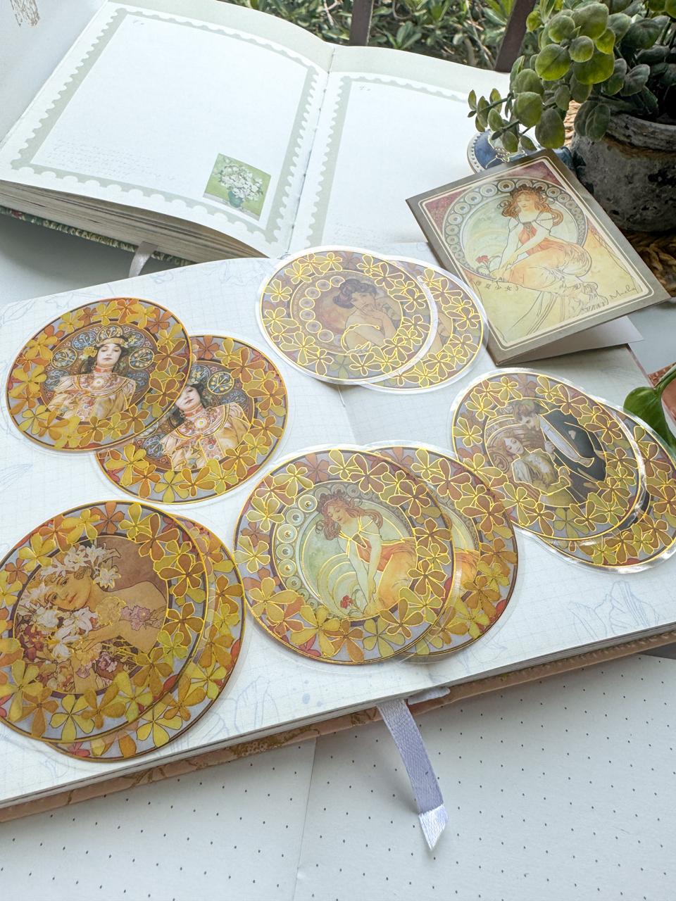 MHD-MXSN004-Vintage Character Transparent Stickers | 5 Designs 2 Each | 10 Stickers Total