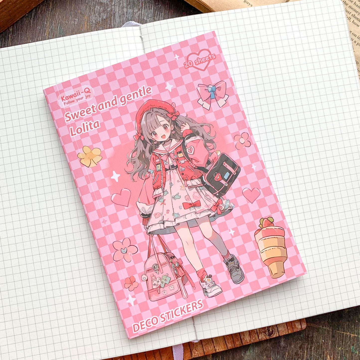 KQ1825 - Girl Deco Sticker Book | Sticker Book Kawaii Sweet and Gentle Lolita Girls Multi-colour 20 Sheets | 105x148 mm