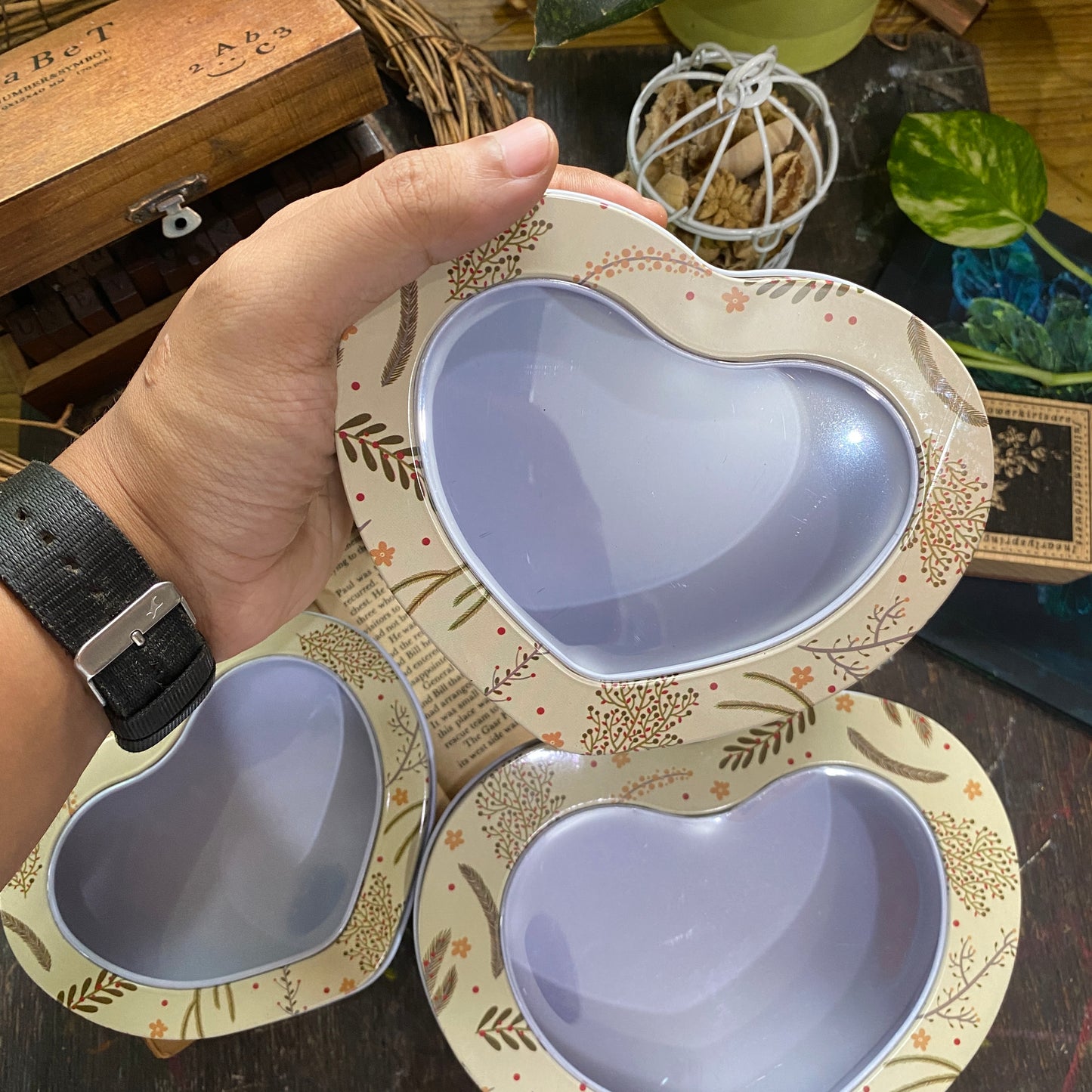 Heart Shaped 3in1 Metal Multipurpose Box | Box1 - 16cmx12cm | Box2 - 10cmx4cm | Box3 - 8cmx3cm | Gift Box | Jewellery Box