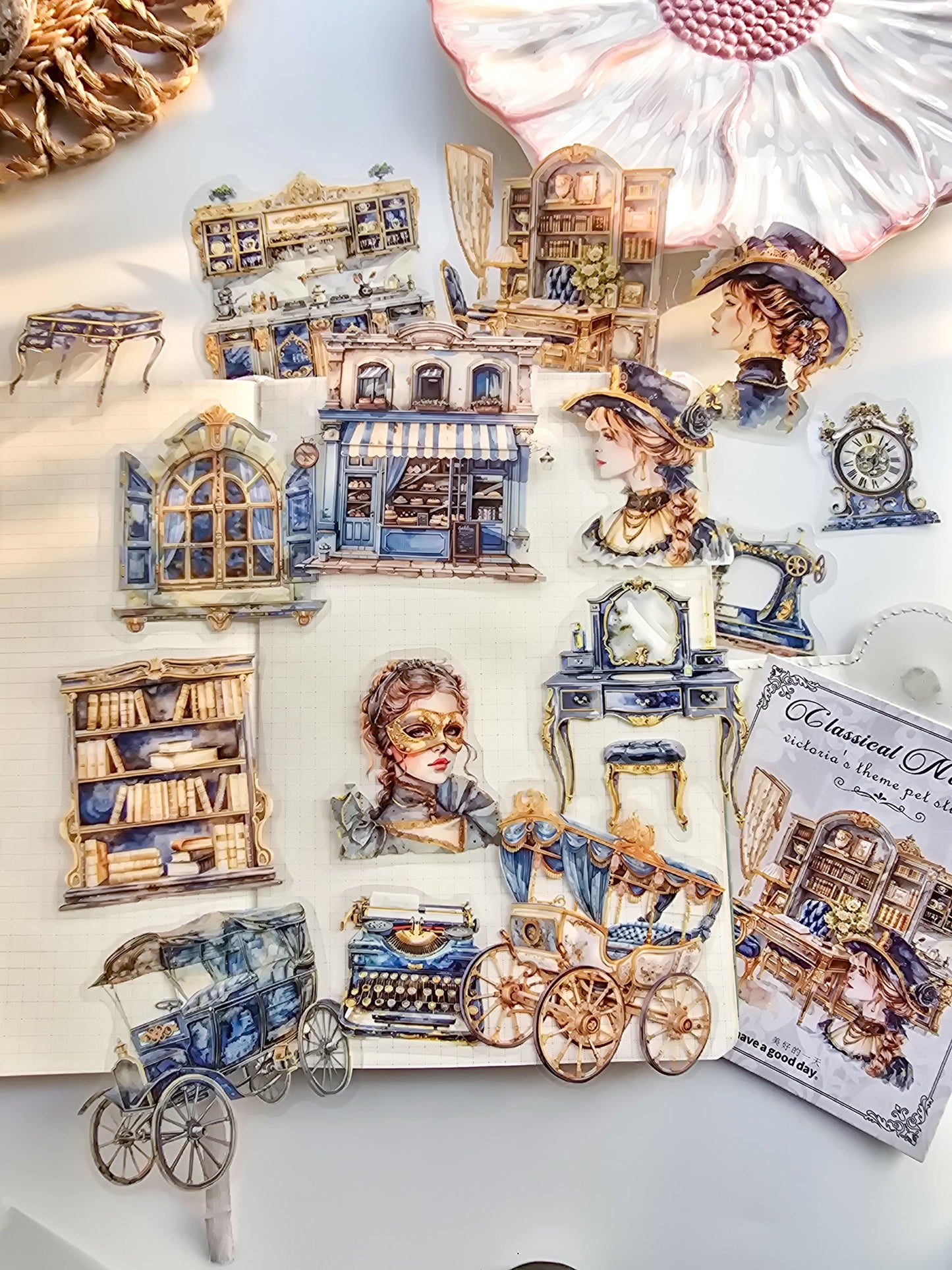 MHD-GDGZ004-Nice day PET stickers classical aristocratic series Victorian collage notebook material 15 sheets 6 types