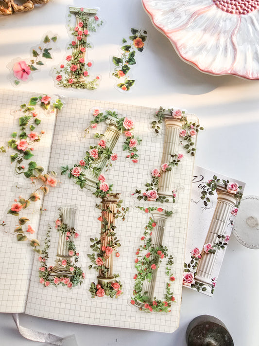 MHD-TMHK001-Nice day PET sticker pack vines and flowers series garden landscaping notebook decoration materials 10 pieces 6 types