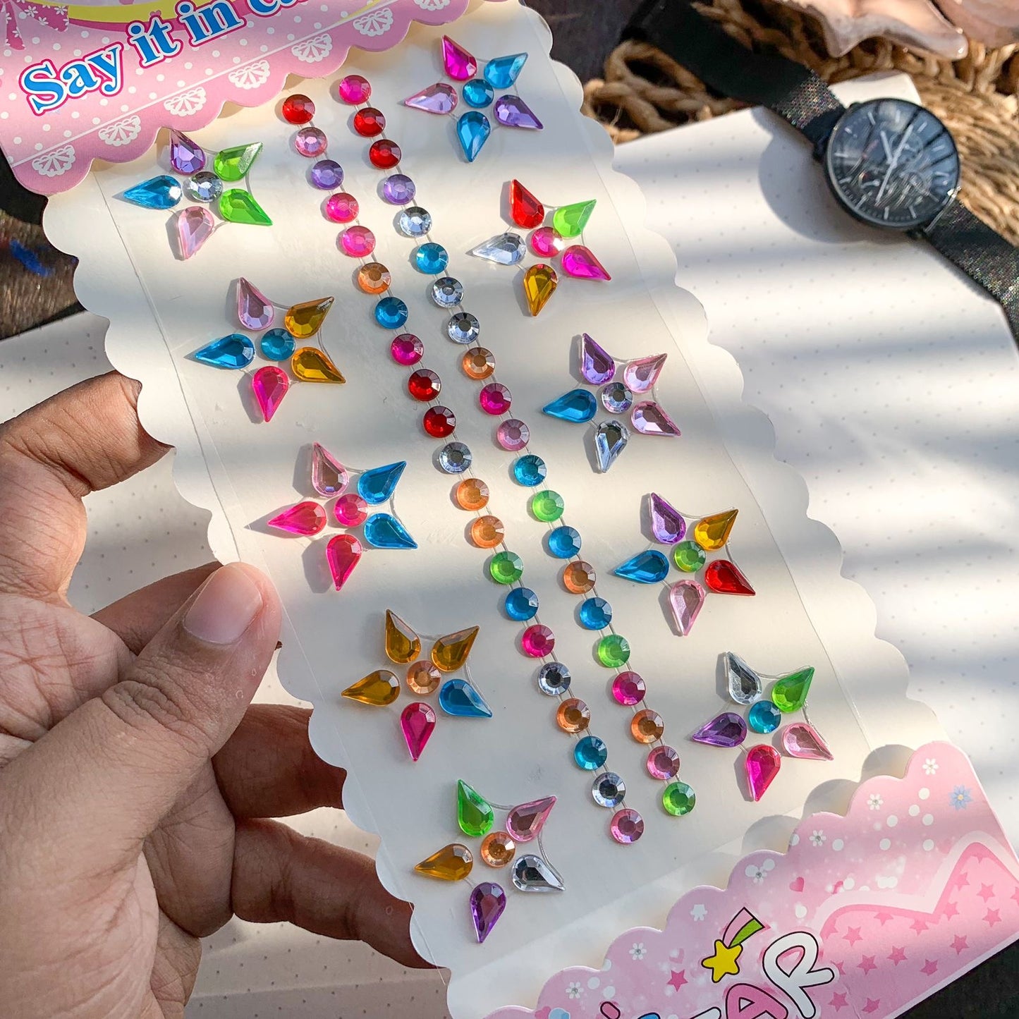 Xy 005 I 3D Journal Stone Sticker Multicolour - Stone Sticker - 1 sheet | Pre-cut