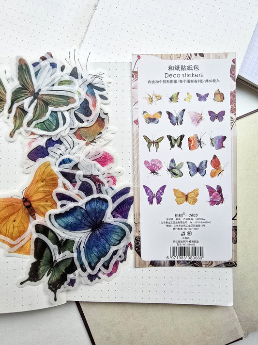 Xxtz08a008 Translucent Deco Sticker Butterfly Series | 20*3 60pcs
