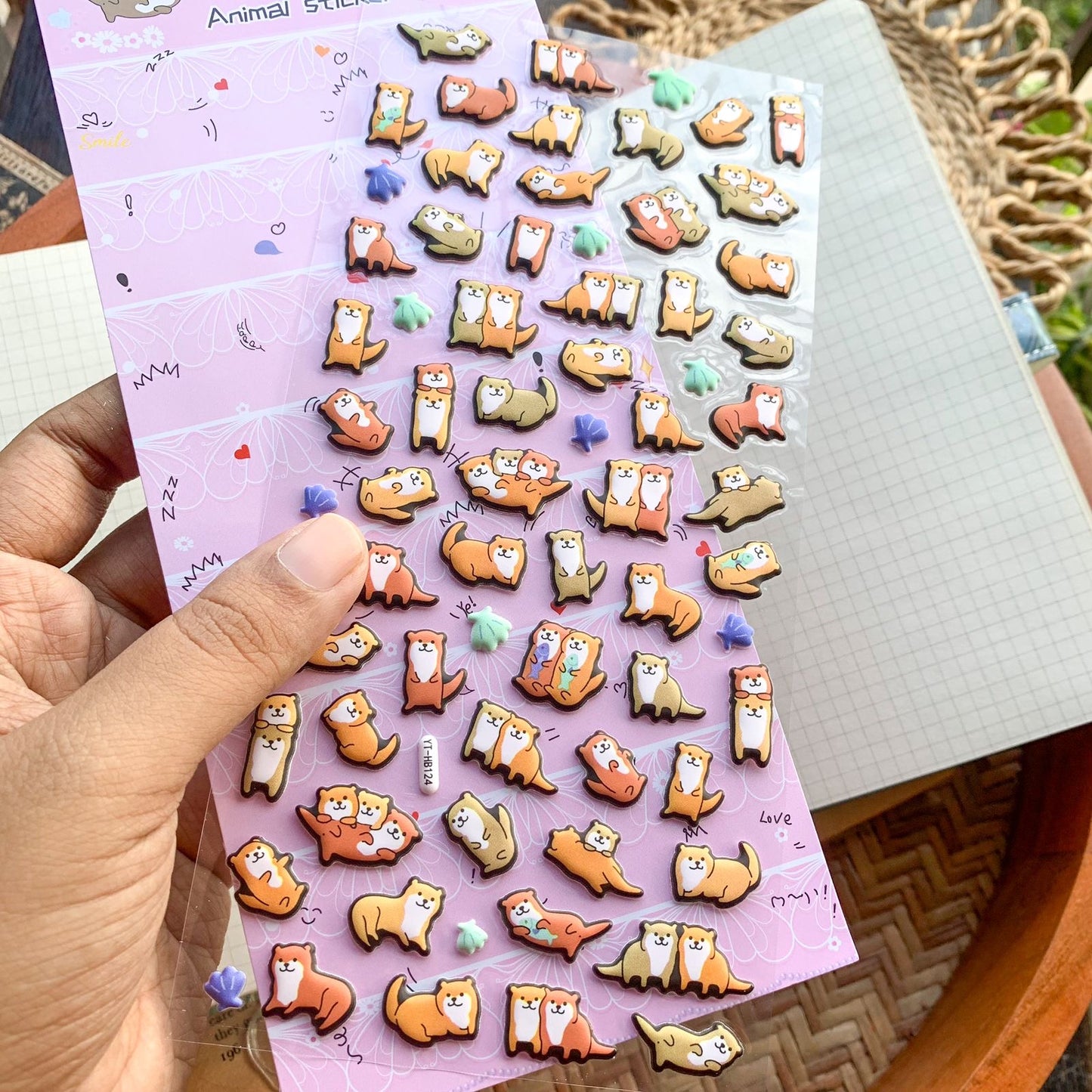 YTHB124 - 3D Puffy Decorative Stickers Otters| 1 sheet | Animal Stickers