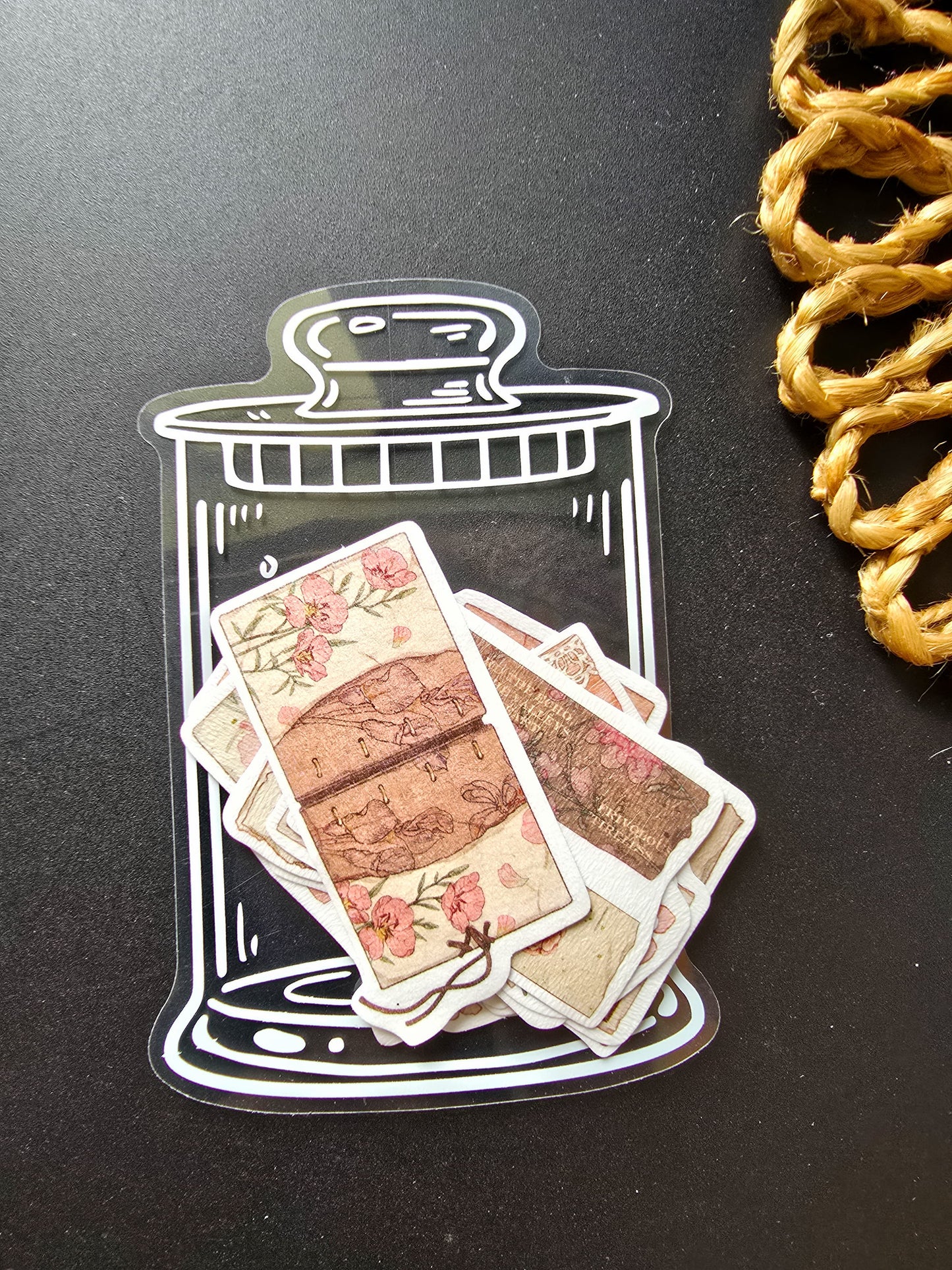 TZB-3201 Vintage Paper Sticker With Jar 20 pcs