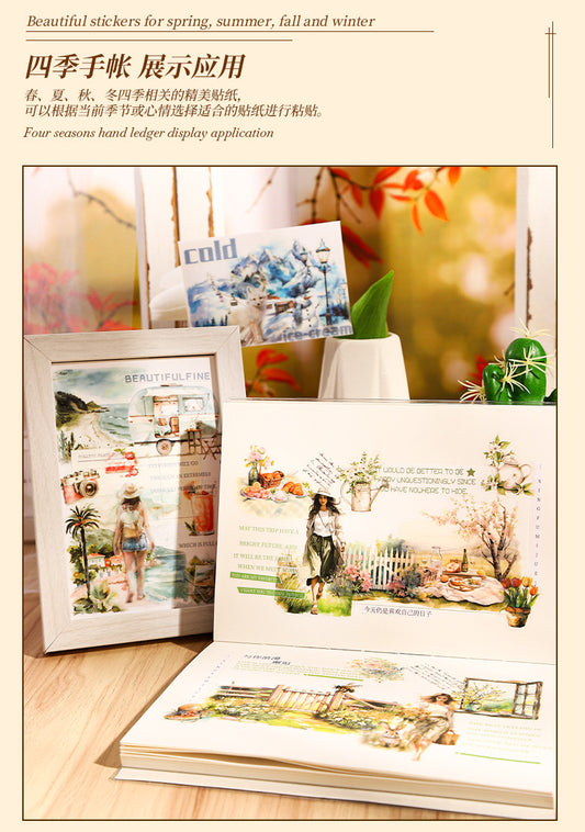 Sjzl001 PET Sticker Book | Girl Travel Journal Book |  105x148mm 20 sheet