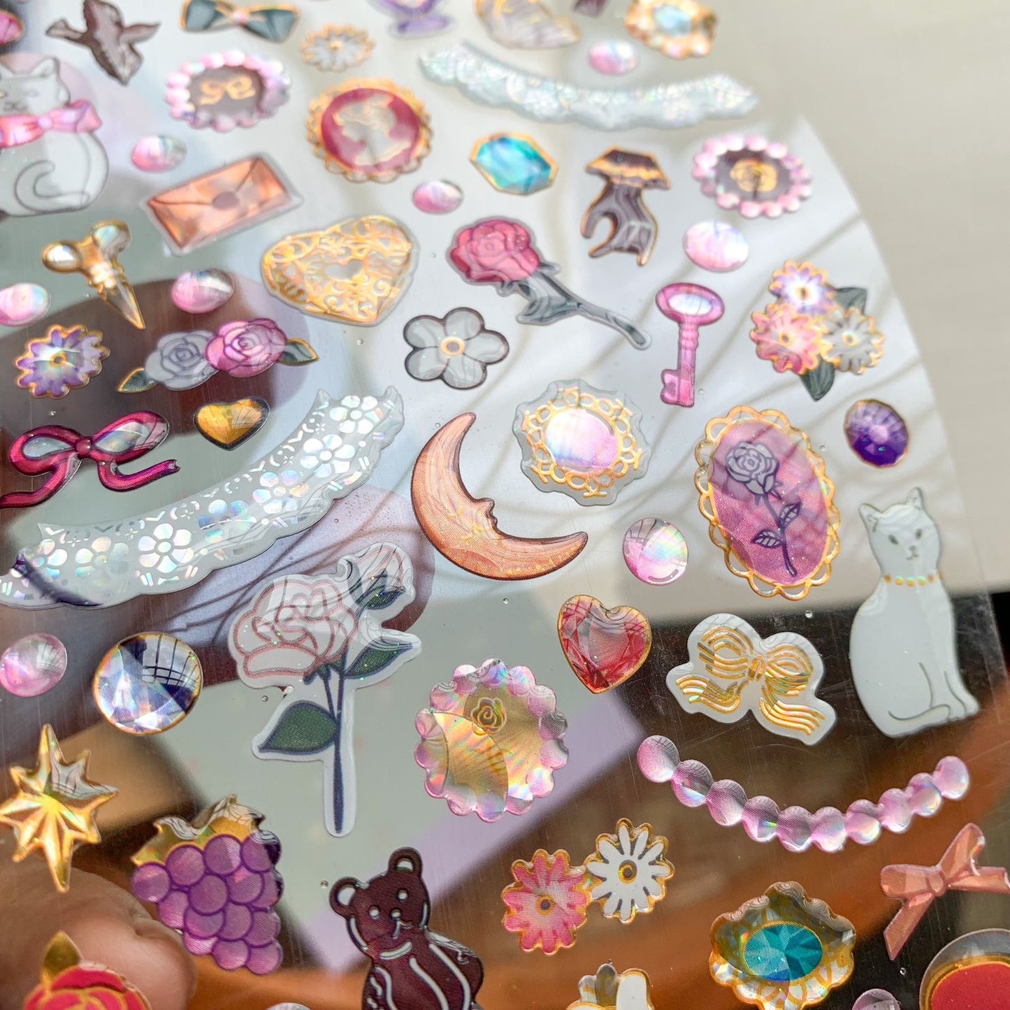 YTEA307 - Kawaii Deco Sticker | 3D Decorative Stickers Cat and Letter | 1 sheet | Lunar