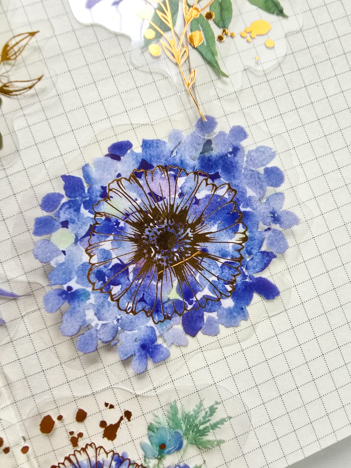 Mmk06e387 Pet Sticker Foiled sticker Flower series | mocard 30 pcs | Blue