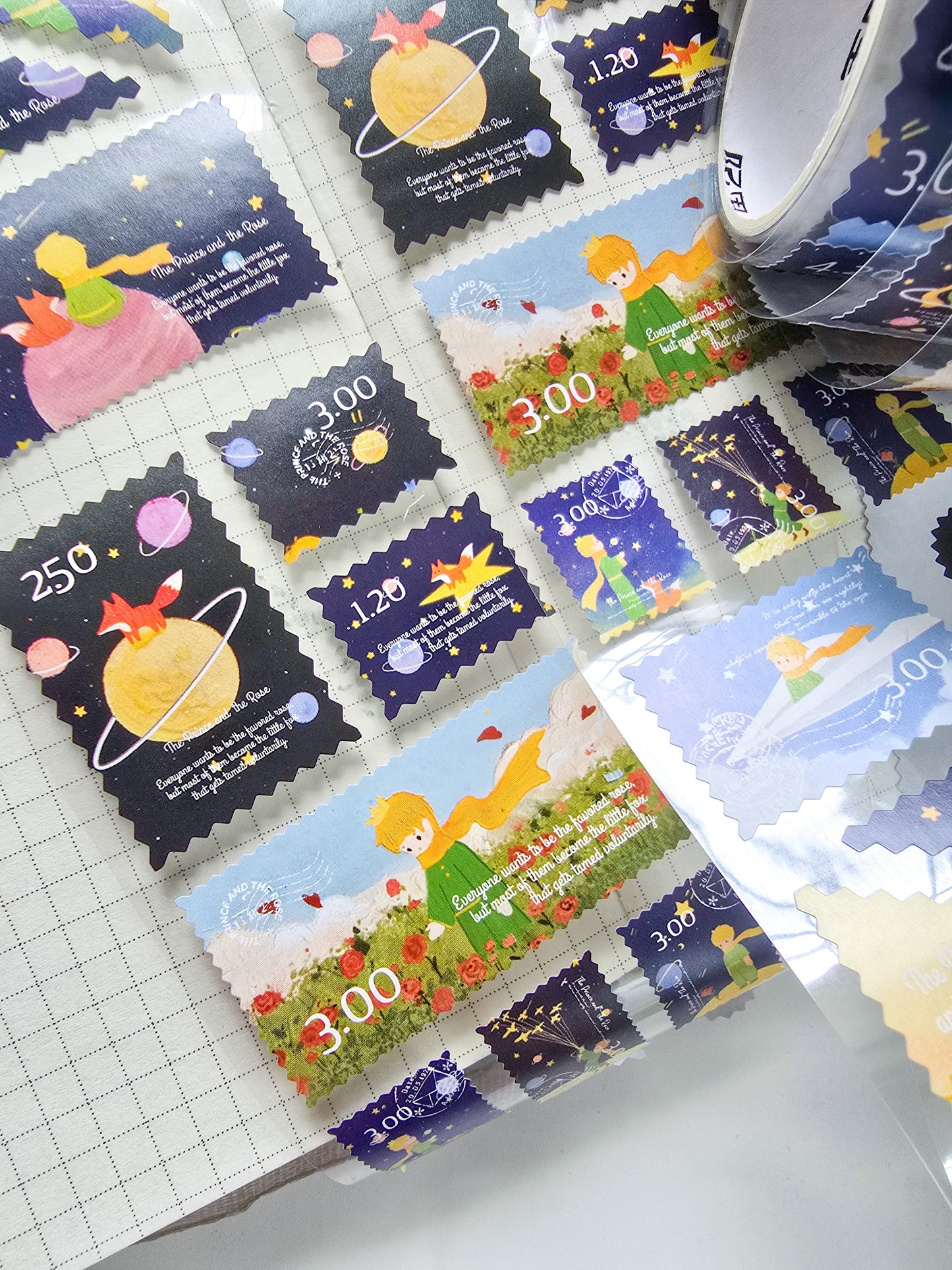 Mmk03g028 The price And the Rose | Stamp Sticker Roll 2M| Deep blue