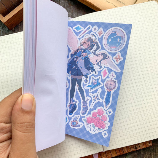 KQ1826 - Girl Deco Sticker Book | Sticker Book Kawaii Sweet and Gentle Dreaming Angel Girls Multi-colour 20 Sheets | 105x148 mm