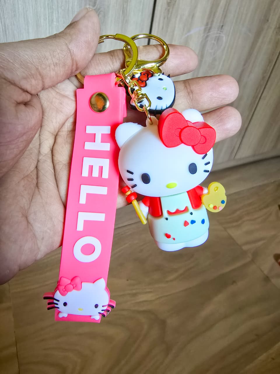 Cute Hello Kitty Key Chain| Trendy Key Chain With Loop & Hook Keyring|Cute Cartoon Kawaii Key Chain|Pink & Red