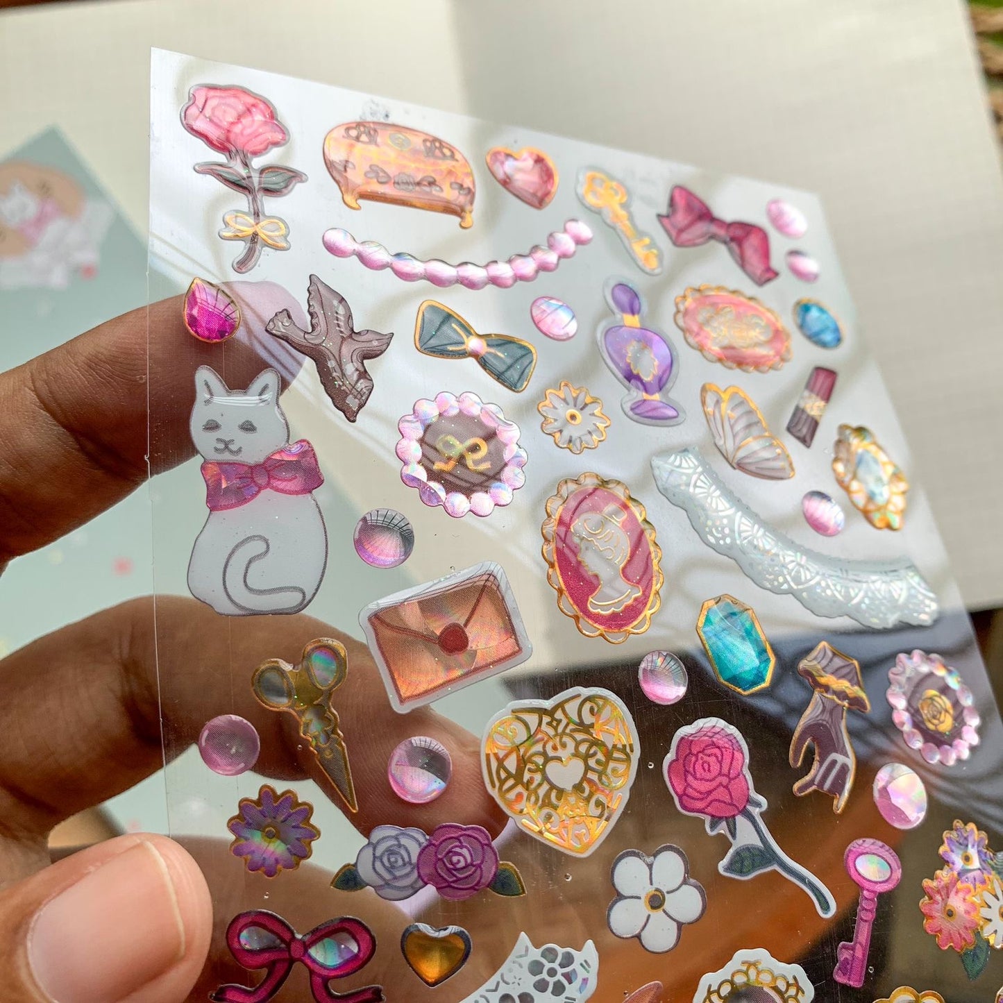 YTEA307 - Kawaii Deco Sticker | 3D Decorative Stickers Cat and Letter | 1 sheet | Lunar