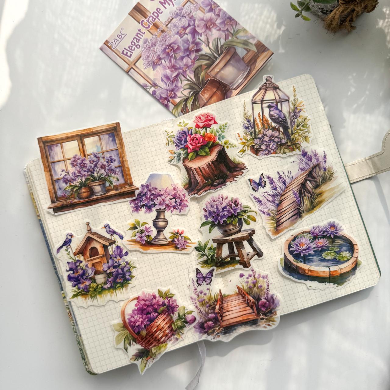 FHXY605 - sticker bag flowers elegant series special oil and paper hand curtain sticker background creative sticker