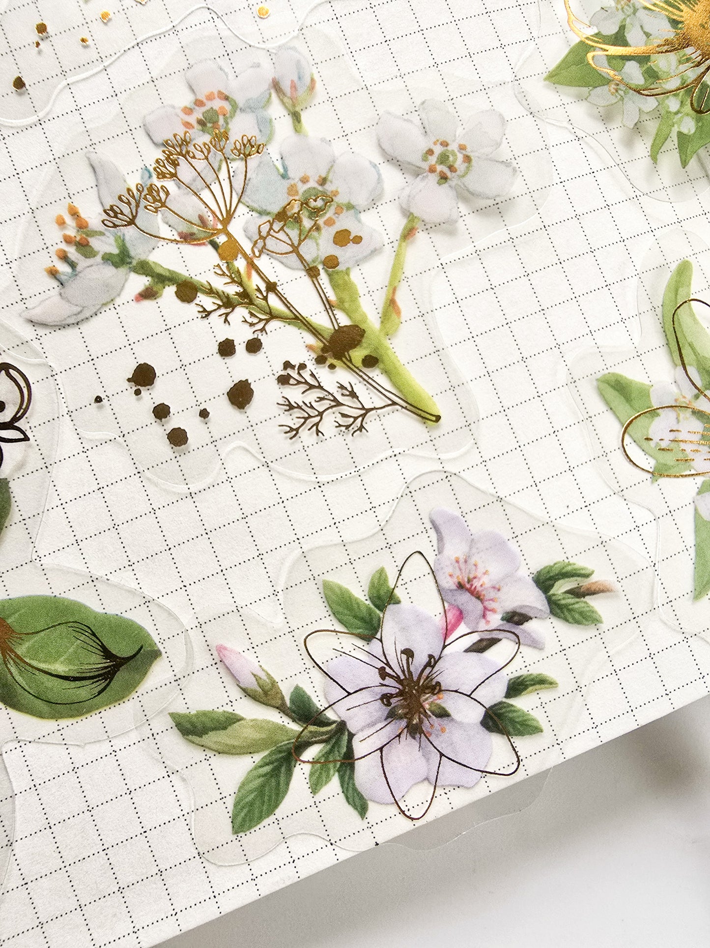 Mmk06e385 Pet Sticker Foiled sticker Flower series | mocard 30 pcs | Green Flower