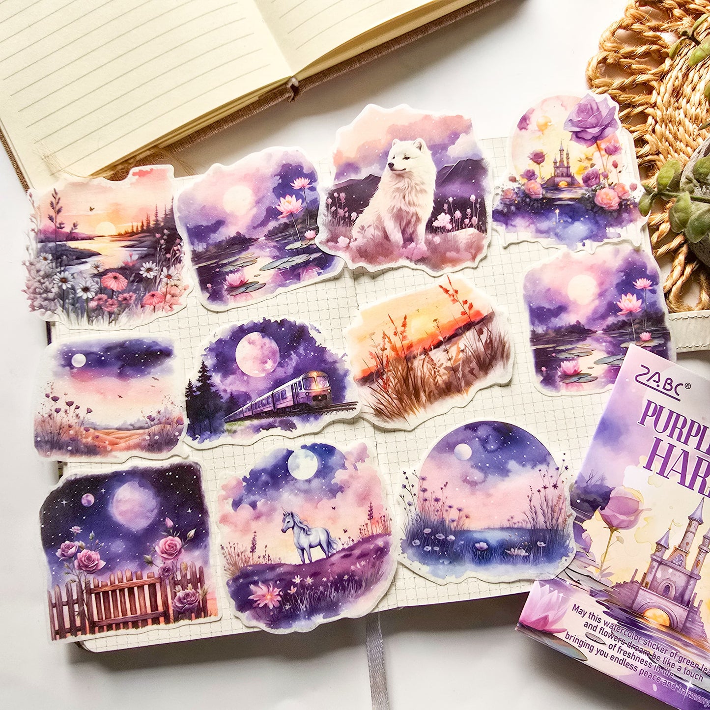 HHXZ602 - sticker package Flower Sea Boat Series Landscape Landscaping Special Oil and Paper Cut Film Handbook Material