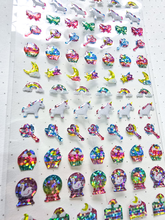 ZWBR - 3D Decorative Stickers| Unicorn Rainbow Moon Stickers| 1 sheet