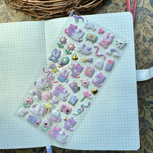SL-ASE- 01 Kawaii Decorative Fluffy Sticker 3D