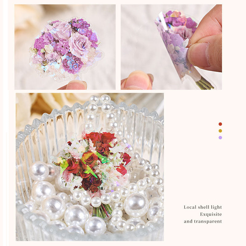 AYSQ0605 - sticker pack love four series waterproof pet laser shell DIY hand account material 30