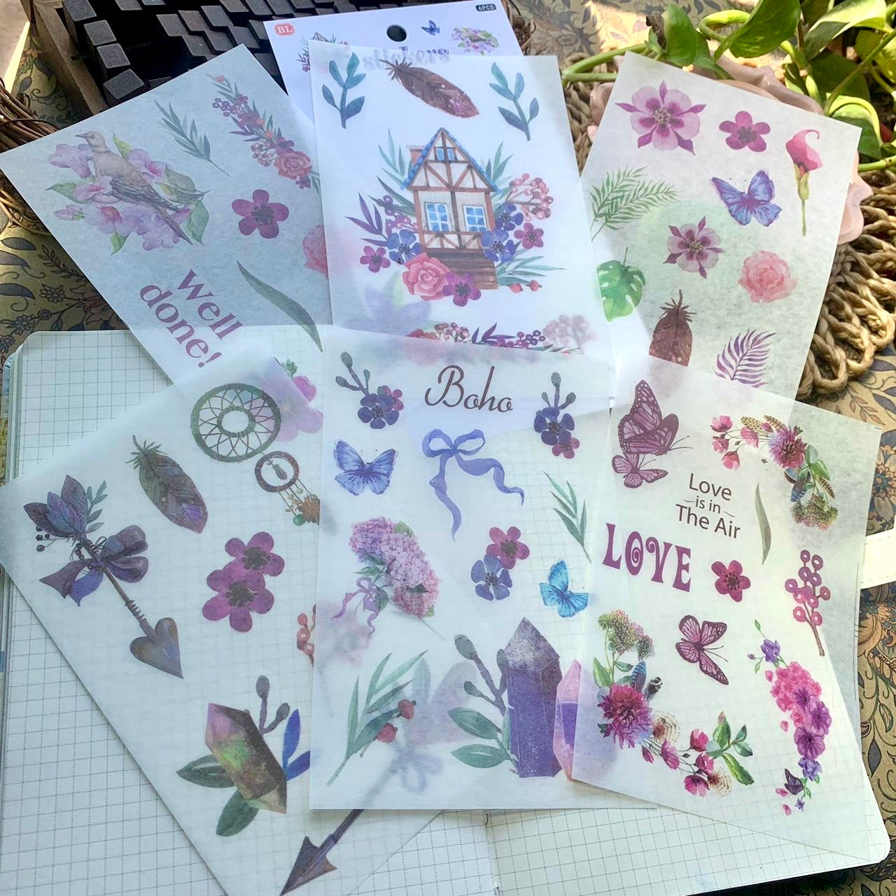 BL-119 Deco sticker translucent Deco Sticker set of 6