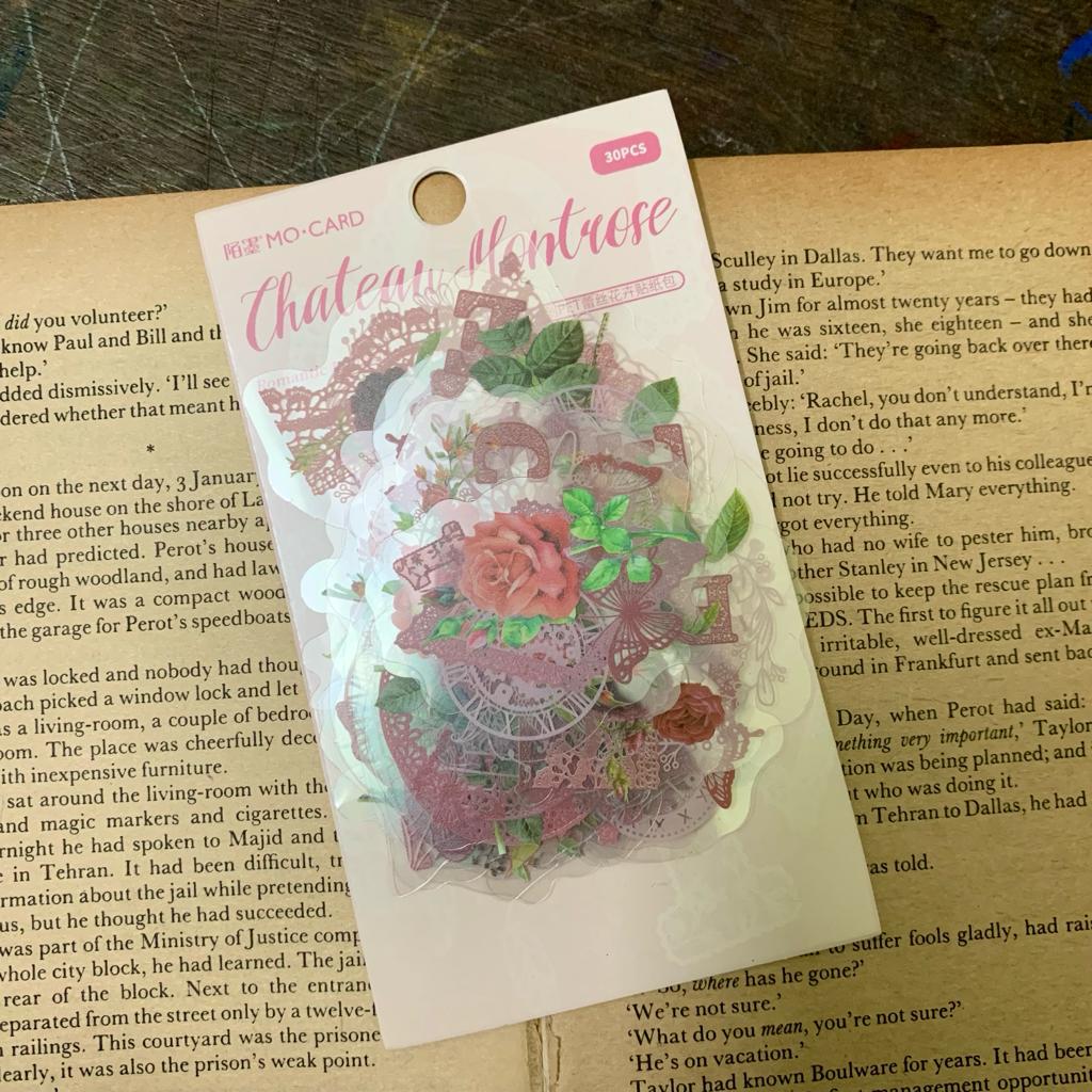MMK06G336 Retro Pet Flower Sticker 30Pc