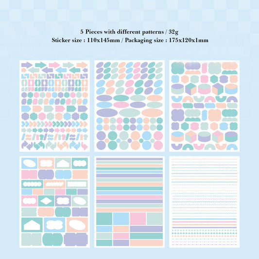 GBRJT401 - Sticker Package Flower Sea Boat Series Landscape Landscaping Special Oil and Paper Cut Film Handbook Material (Pastel)