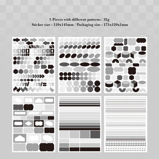 GBRJT403 - sticker package Flower Sea Boat Series Landscape Landscaping Special Oil and Paper Cut Film Handbook Material (Black & White)